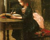 Fillette a l'etude, en train d'ecrire - 让·巴蒂斯特·卡米耶·柯罗